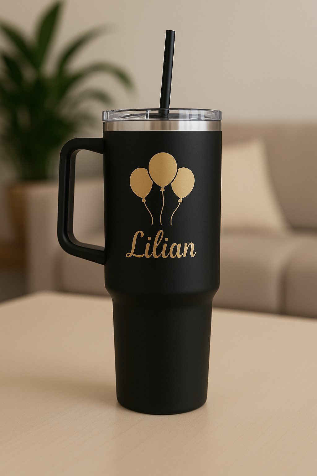 Tumbler 1,2 L Personnalisable – Gravure Laser Premium | Gourde avec Anse & Paille – Cadeau Unique