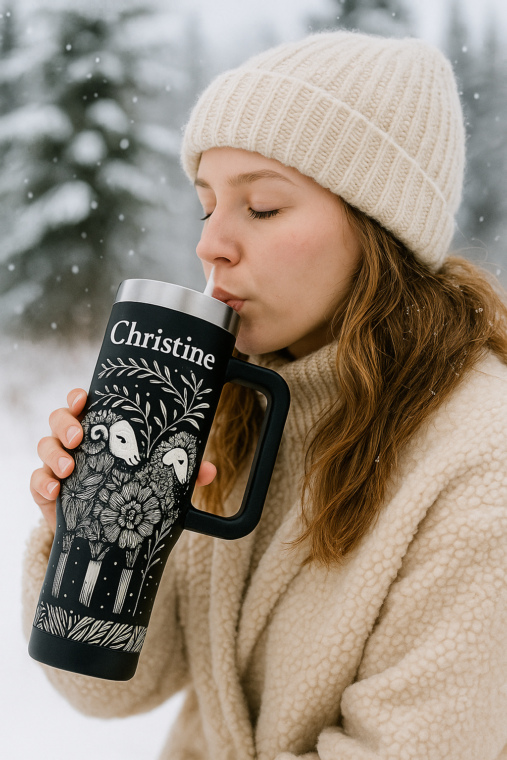 Tumbler 1,2 L Personnalisable – Gravure Laser Premium | Gourde avec Anse & Paille – Cadeau Unique